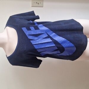 Nike Women's Workout Athletic Dark Blue Purple Logo Gym T-Shirt Size L